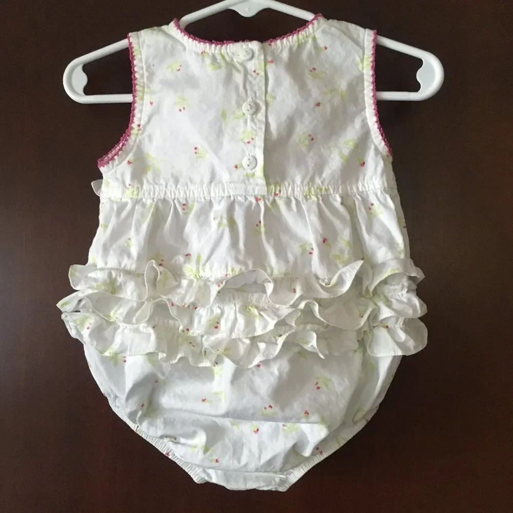 First Impressions vintage floral ruffle romper 6-9m